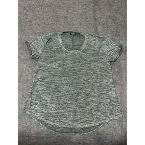 a.n.a Womens XL Short Sleeve T-Shirt Green Space Dye Scoop Neck Curved Hem